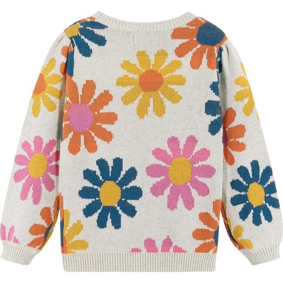 ANDY & EVAN | Girls Retro Flower Sweater, Beige | 3T - Picture 2 of 6